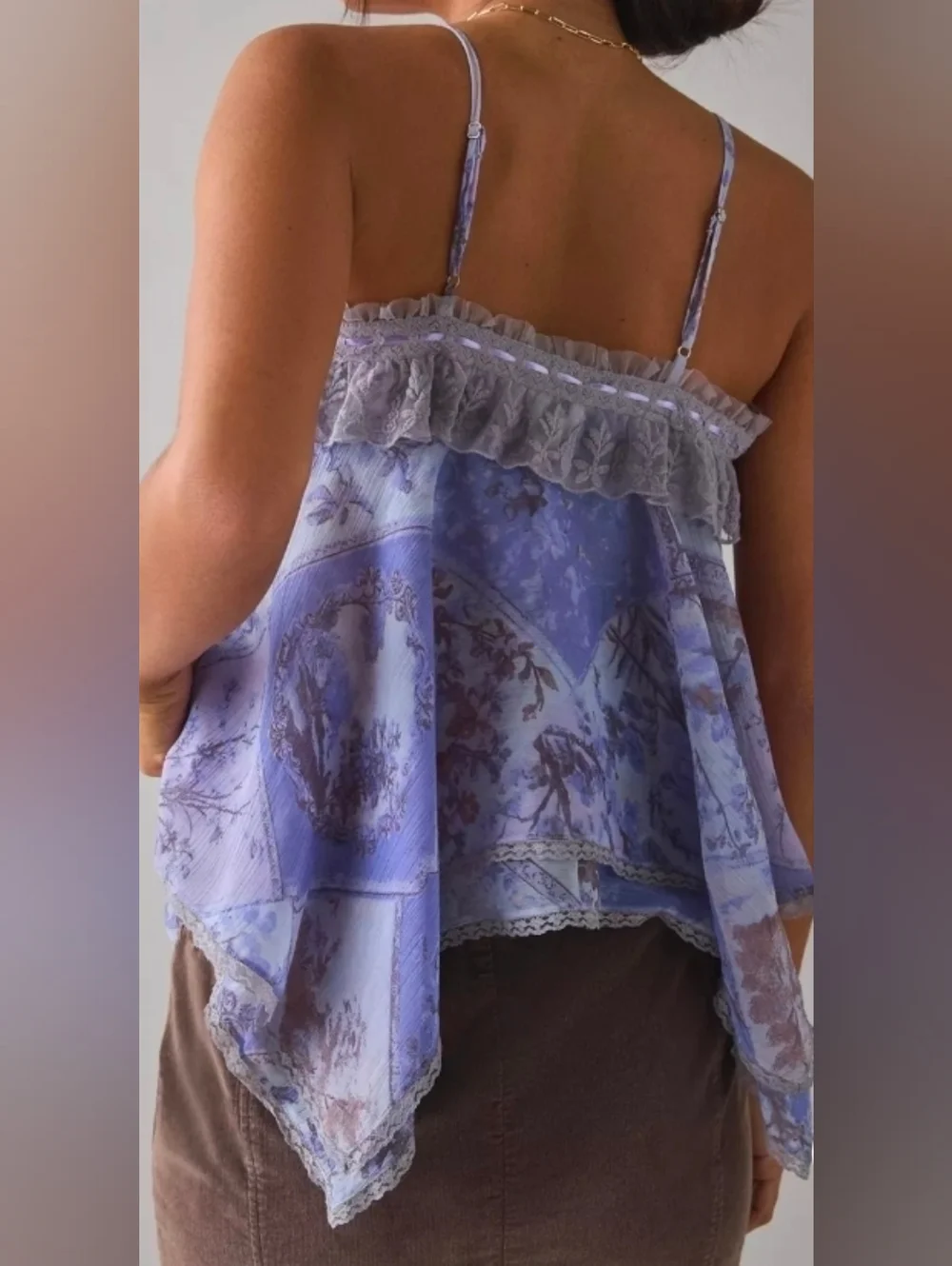 Kimchi Blue Boho Lace Trim Floral Ruffle Camisole - Picture 2 of 5